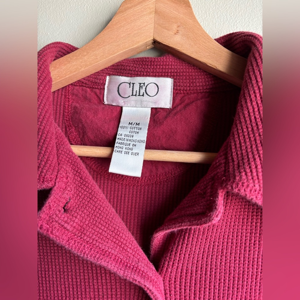 cleo Raspberry Knit Button-Up Collared Cardigan - Picture 5 of 5